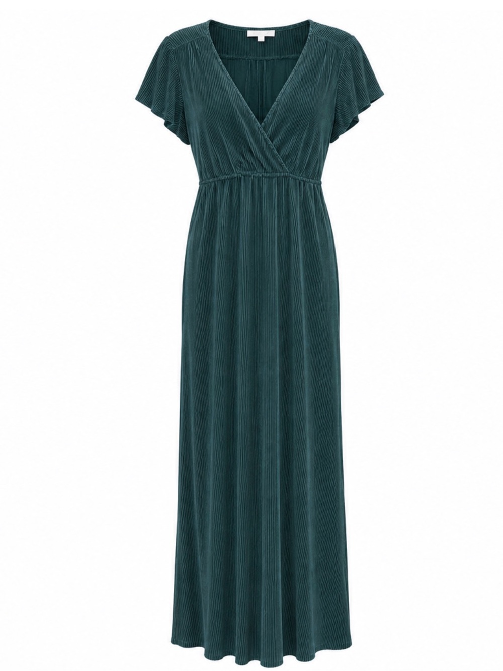 Baltic Born Deep Teal V-Neck Flutter Sleeve Maxi Dress
